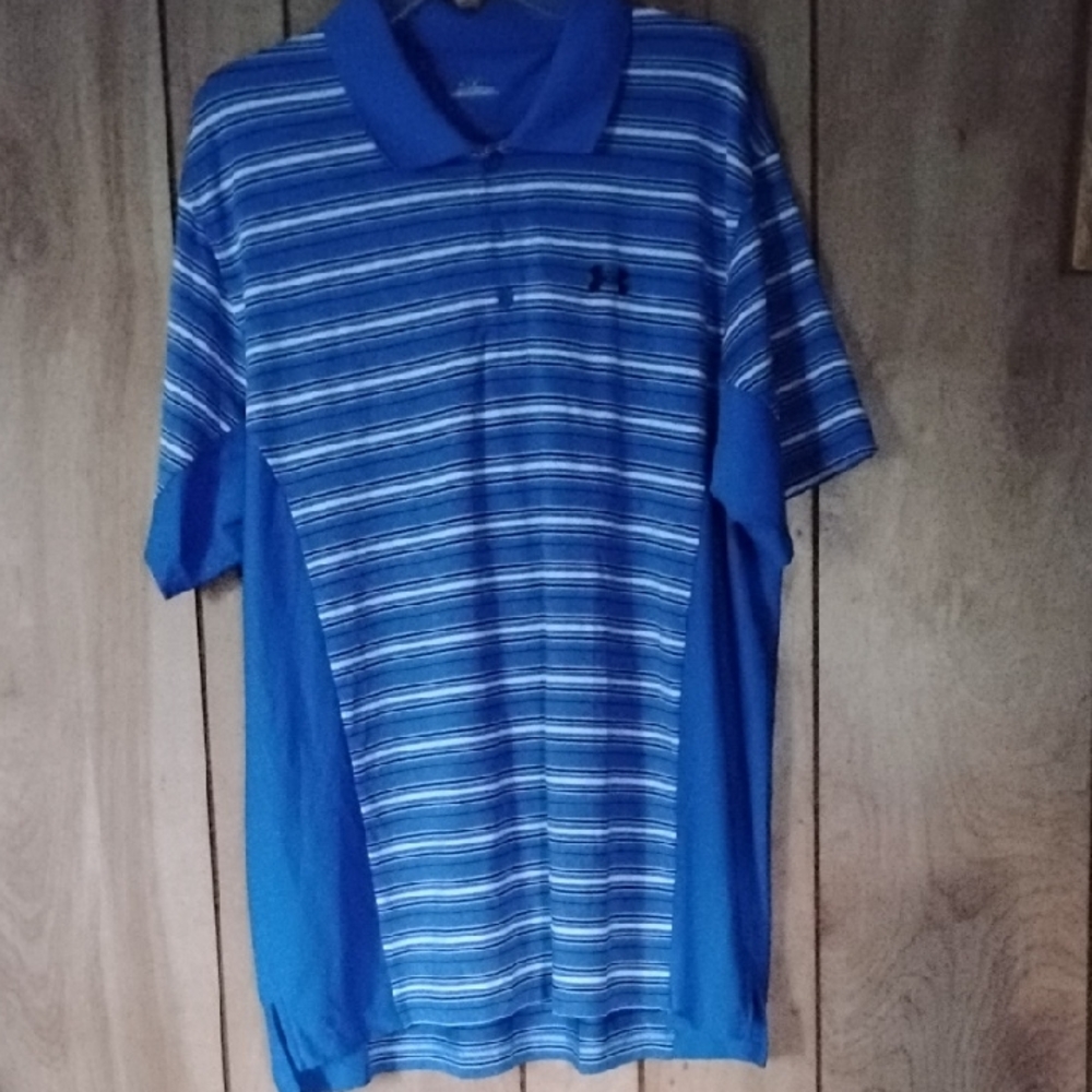 #FREE Under Armour Blue and White Striped Polo Shirt